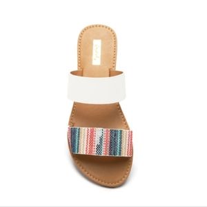 SALE!! SLIDE ON SANDALS- BLUE/ PINK FABRIC